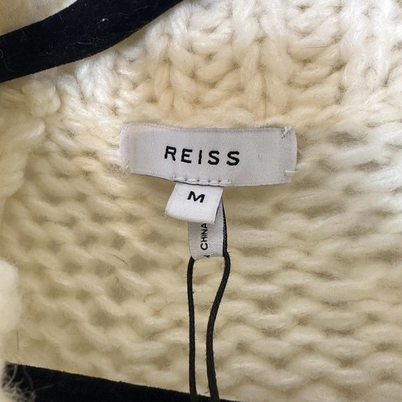 NWOT Reiss Hettie Chunky Knit Roll Neck Color Block Wool Blend Sweater M $275 - Picture 5 of 7
